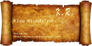 Kiss Richárd névjegykártya